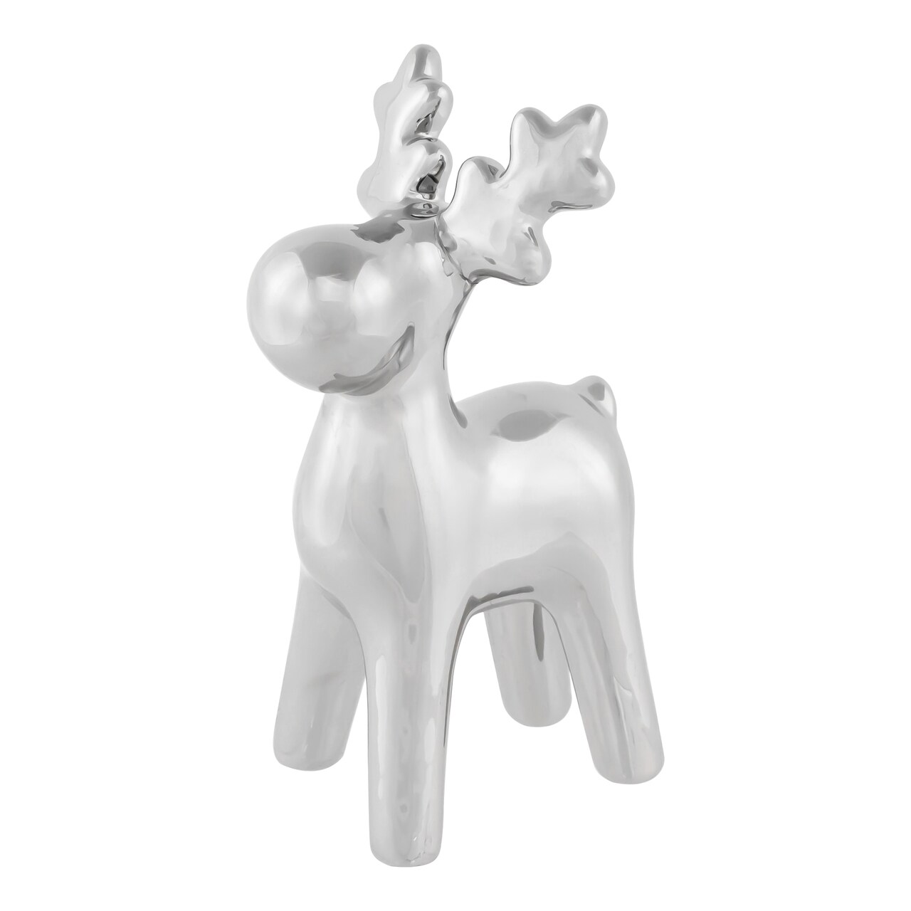 Northlight Sleek Ceramic Standing Moose Christmas Figurine - 7" - Silver Finish